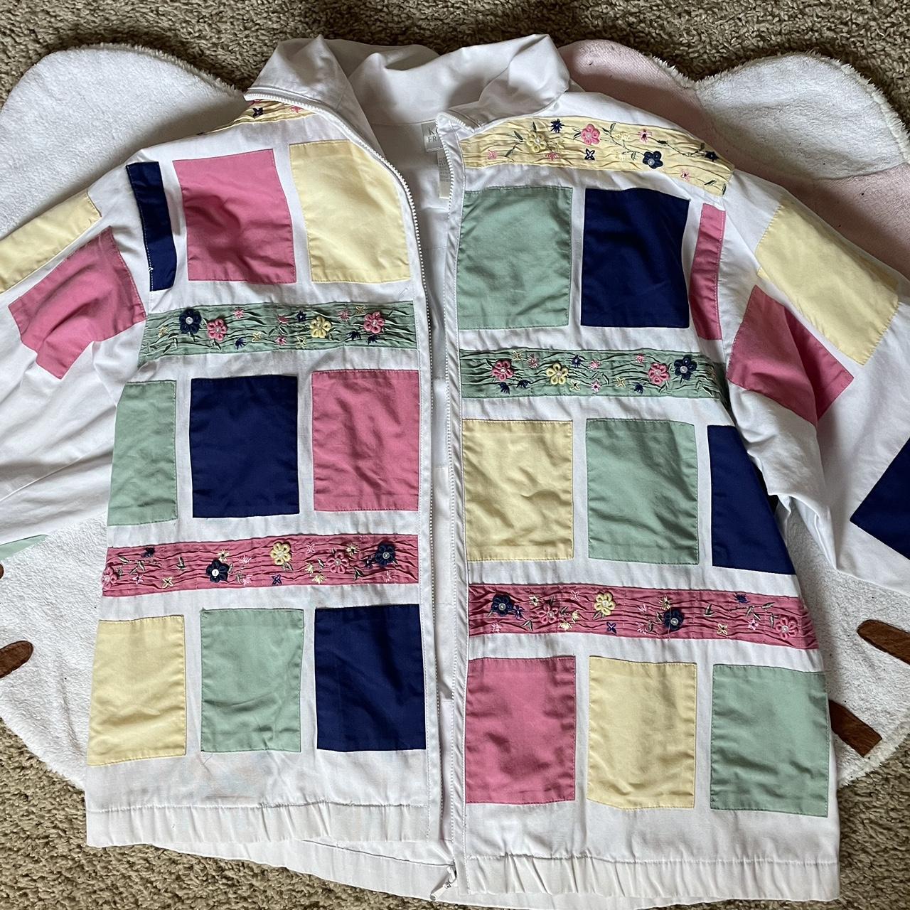 Handmade Quilted Oversized Cropped Patchwork Jacket Cottagecore 2024 Grandmacore