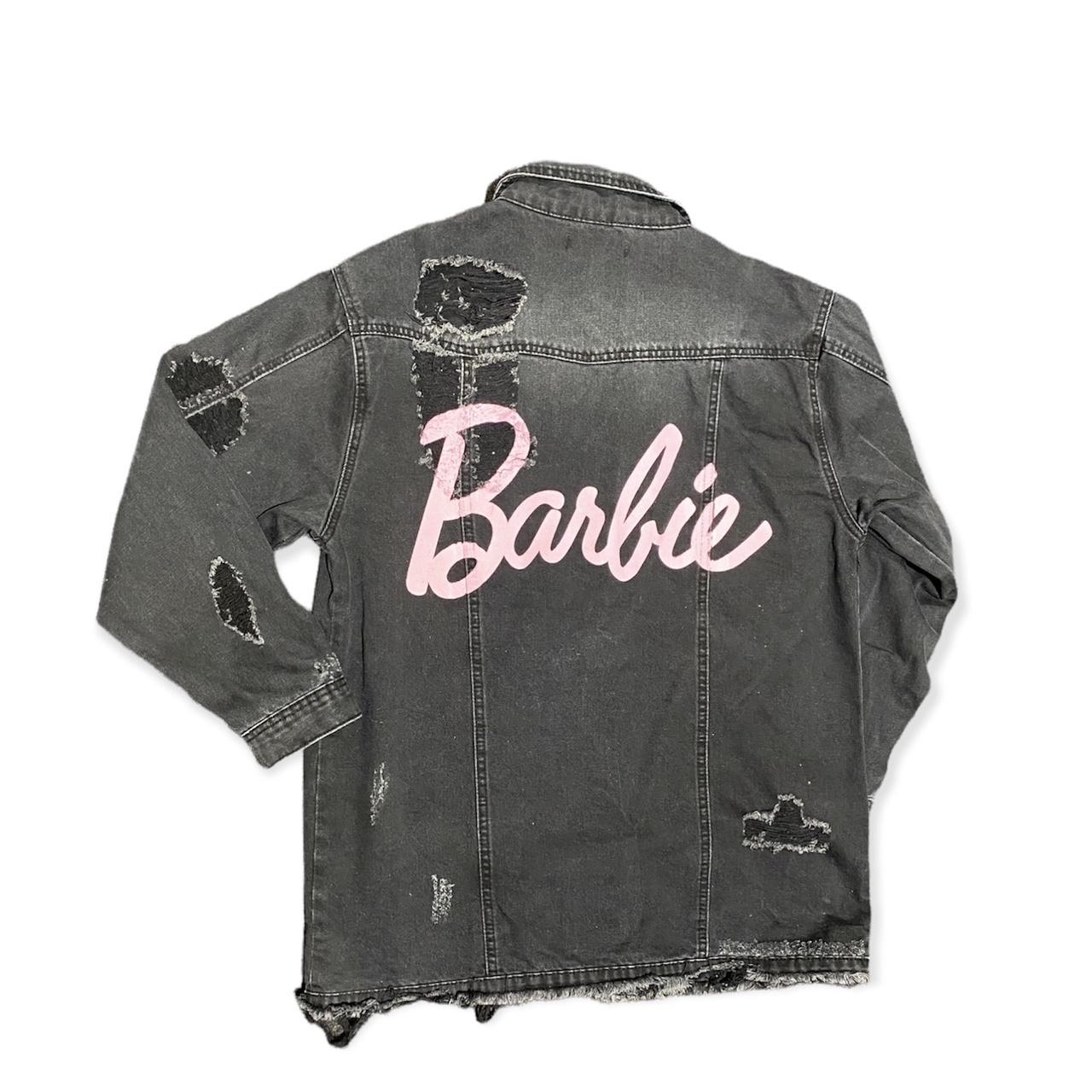 MISSGUIDED x BARBIE black distressed denim jacket