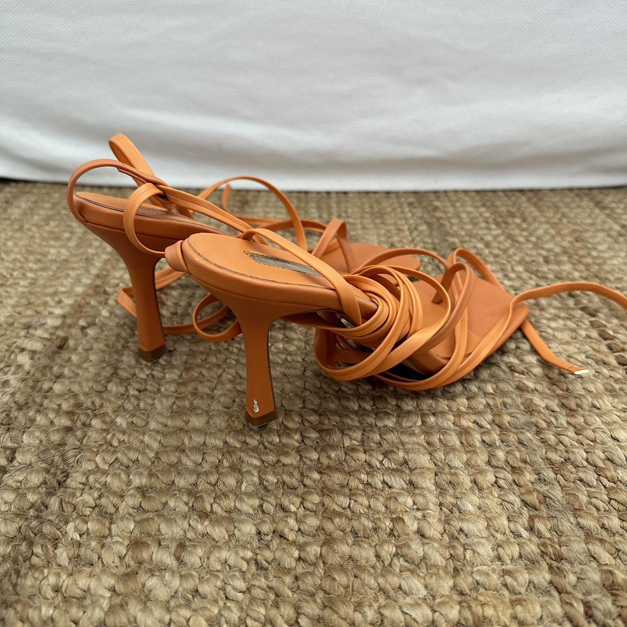 Billini Strappy Orange Heels Size Aus 7 Lace Up With... - Depop