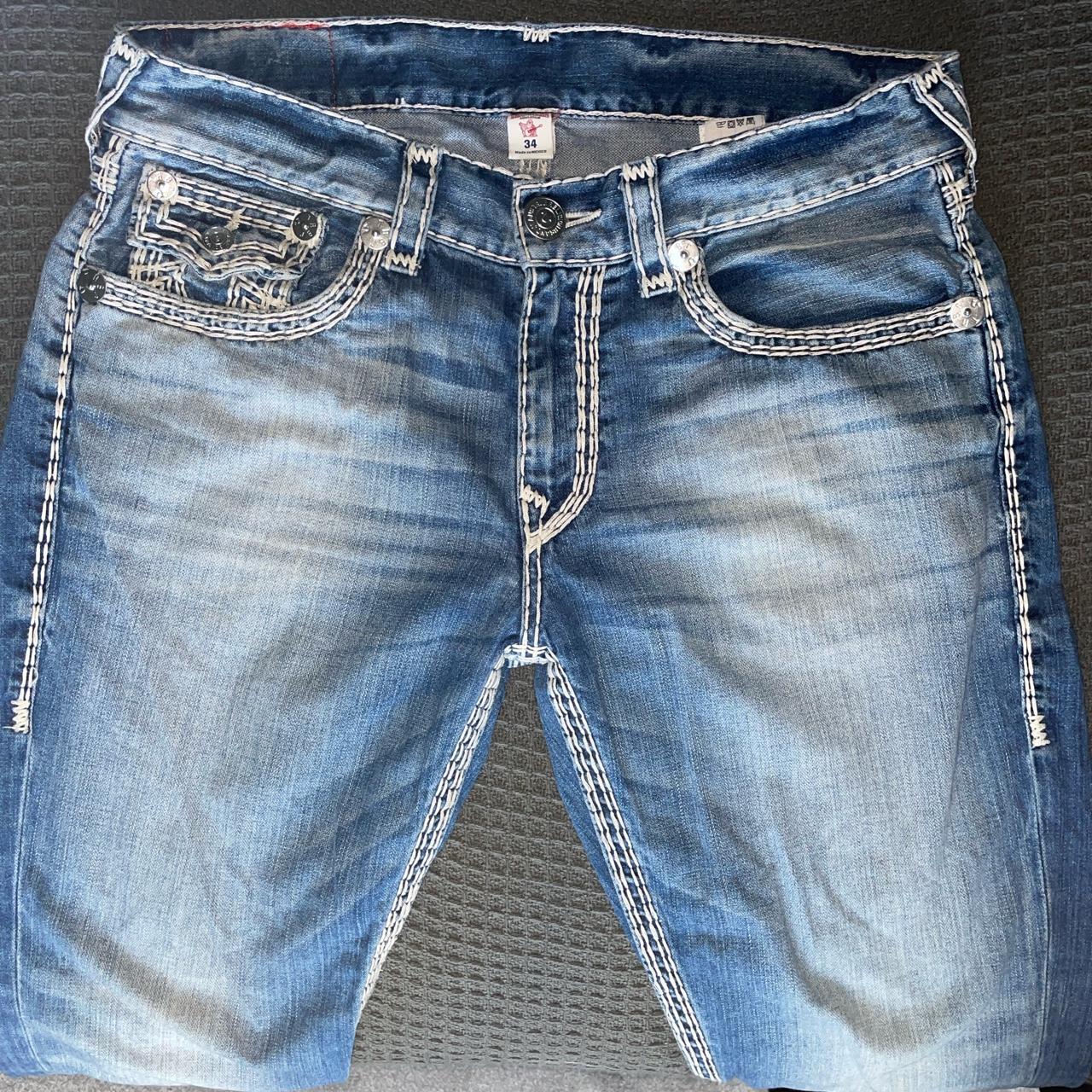 Thick double stitch true religion jeans Size 34 27... - Depop