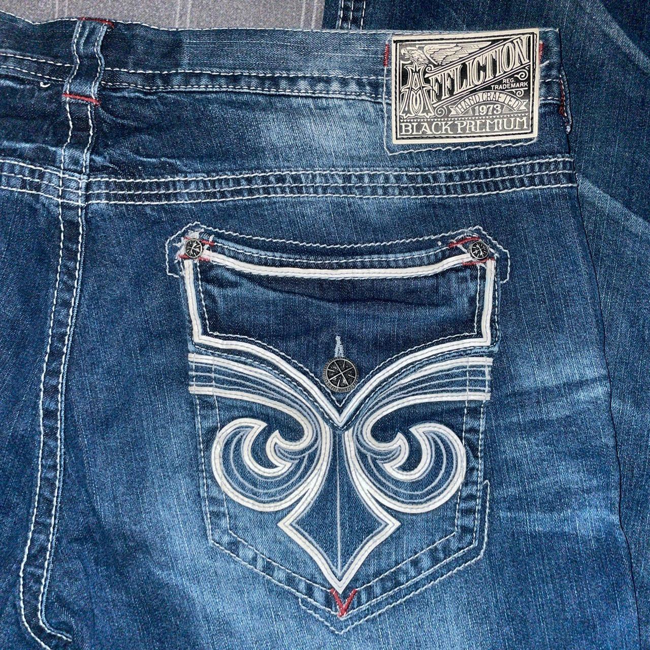 affliction baggy cooper jeans Waist size 40 33inch... - Depop