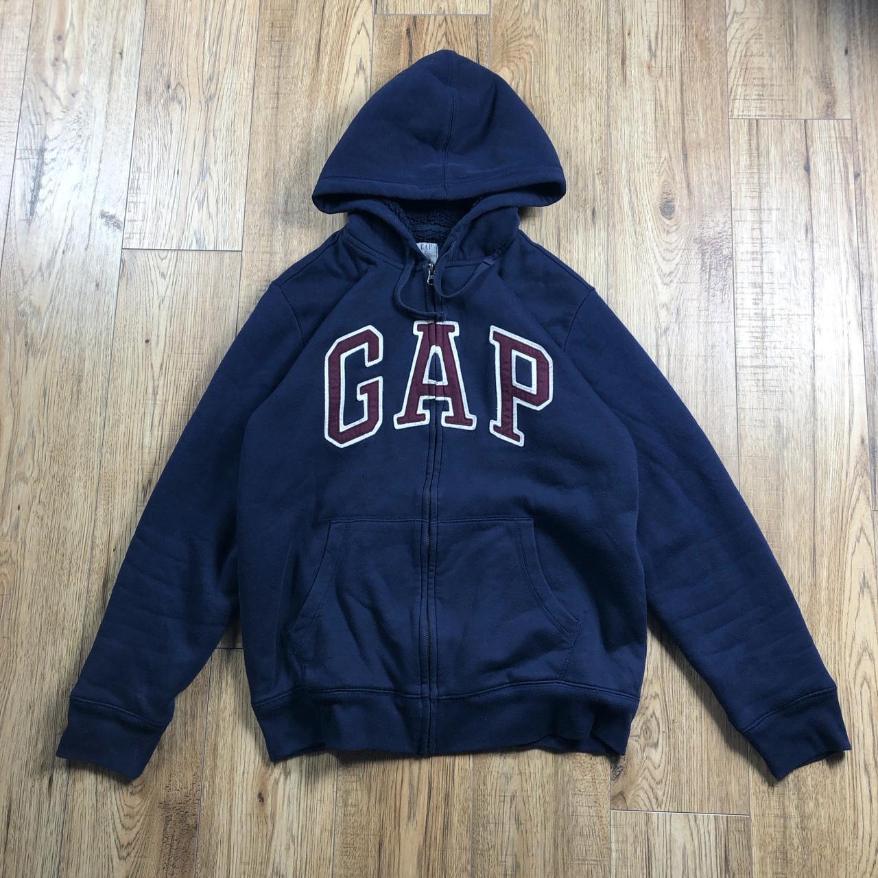 Vintage Mens fleece lined full zip Medium gap hoodie... - Depop