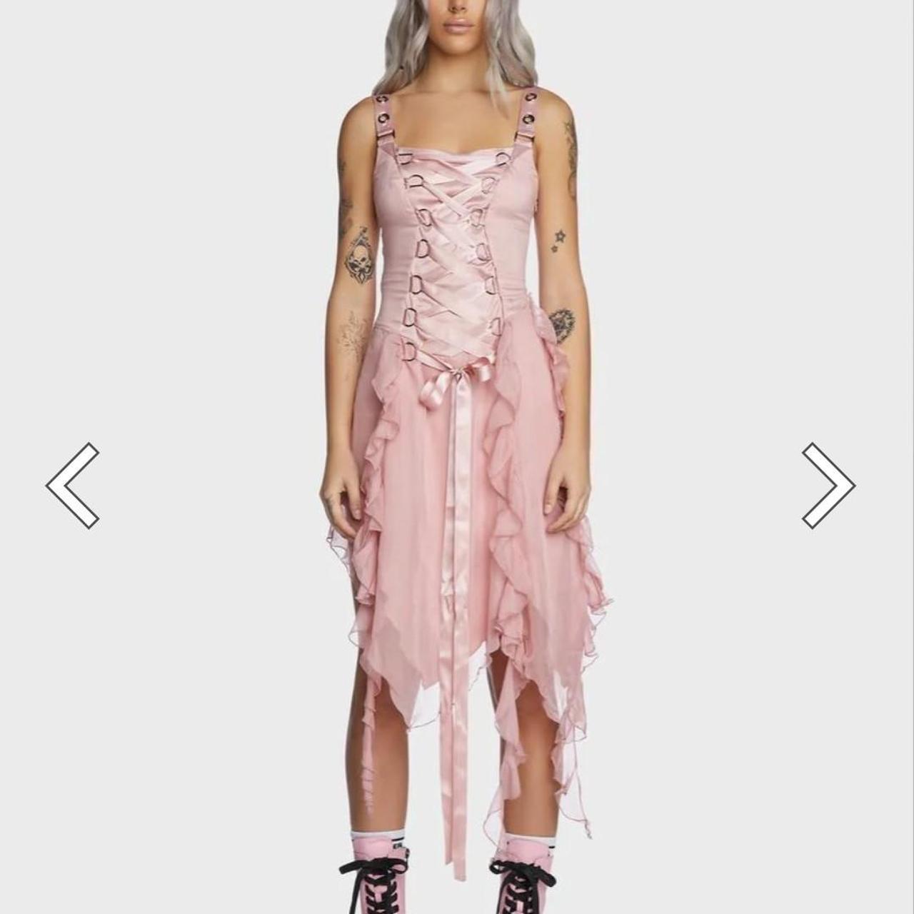 Dollskill Current Mood Pink Asymmetrical Dress Depop