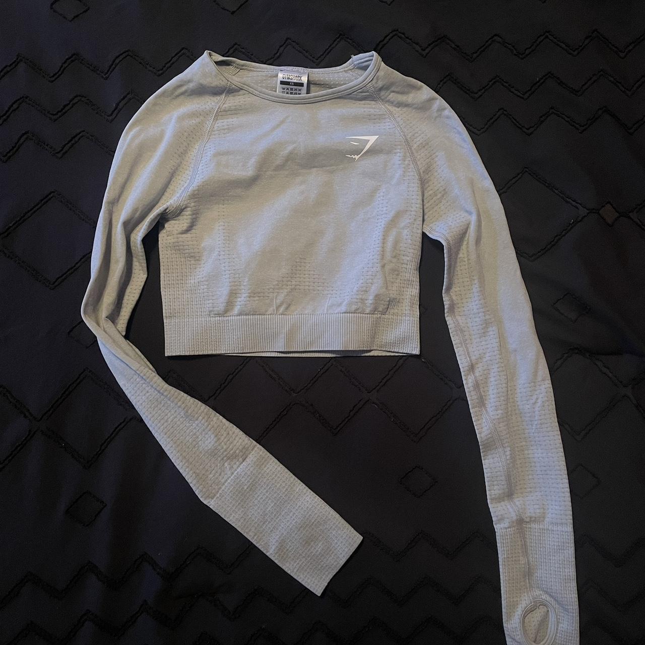 Gymshark workout top! Nice light gray color and... - Depop