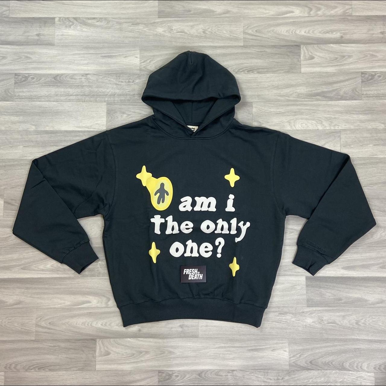 Men’s Black and Yellow Hoodie | Depop