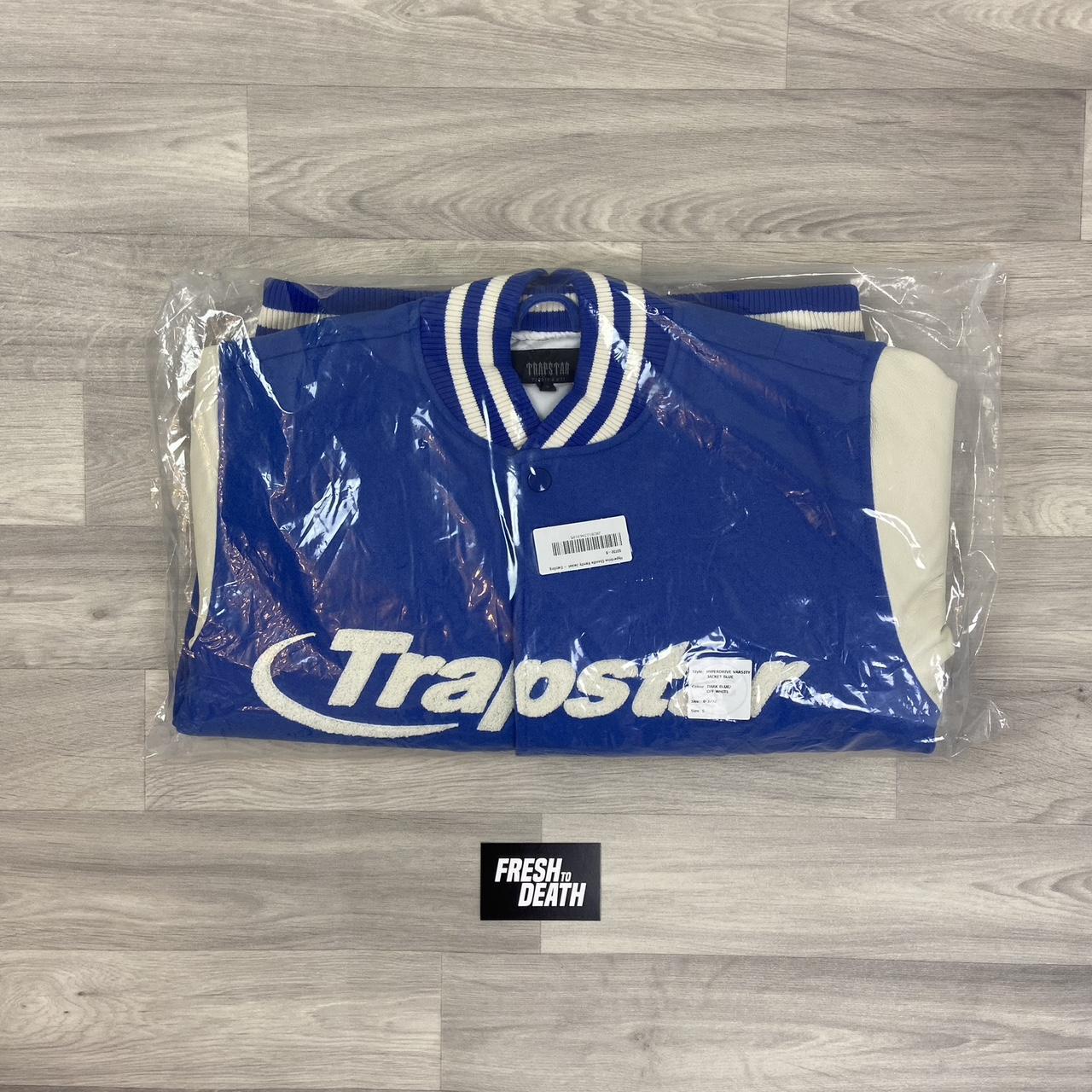Trapstar Varsity Jacket Blue/Off White 🧊. Sizes... Depop