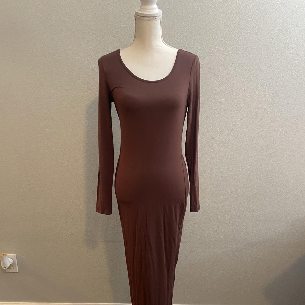 Brown Long Sleeve Maxi Dress Excellent condition... - Depop