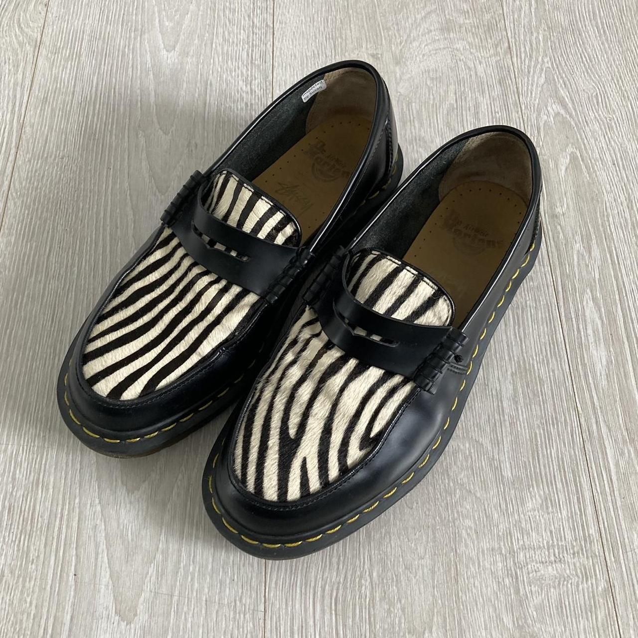 Stussy London Dr Martens penton loafers zebra