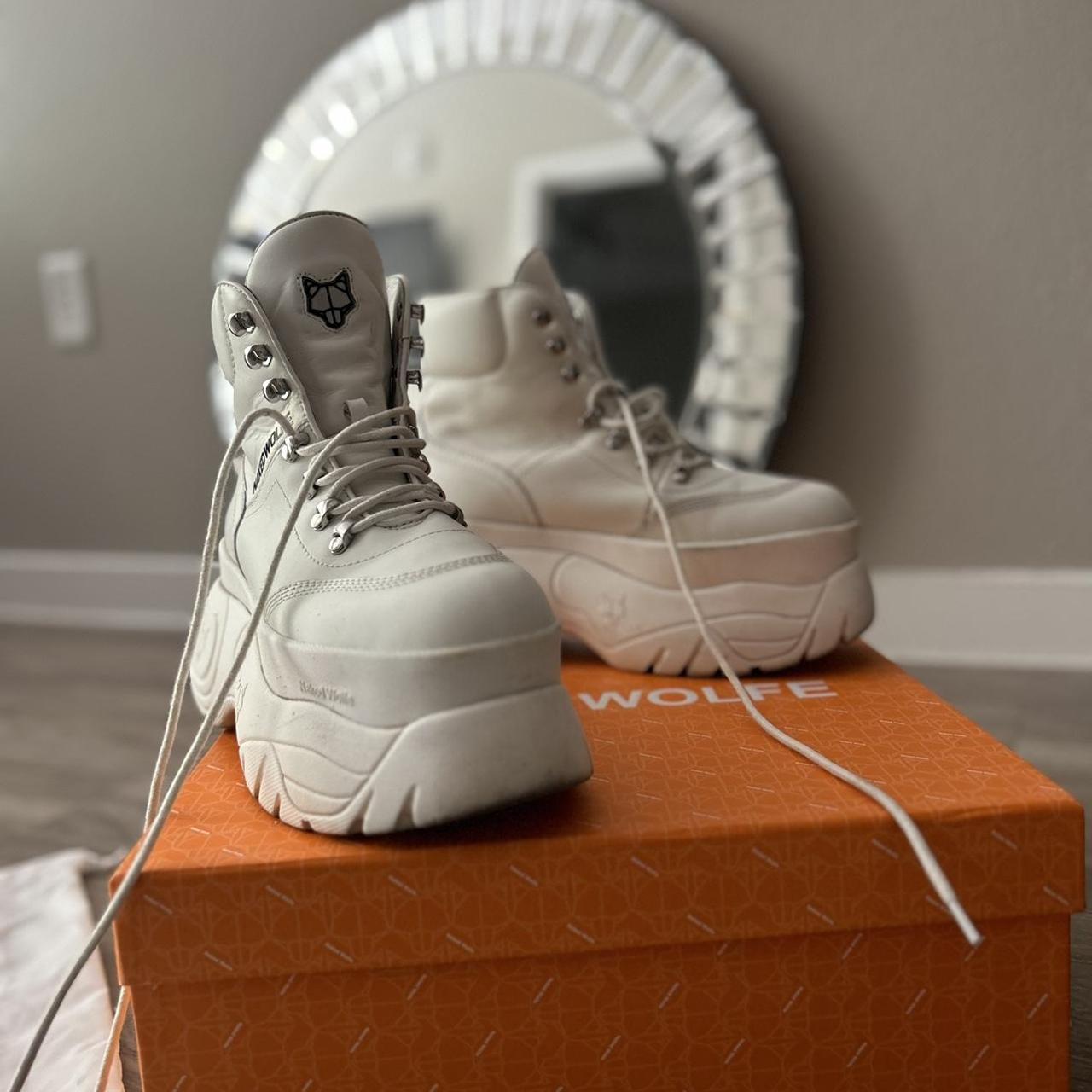 NAKED WOLFE Spike White Leather Boots Have Had For Depop