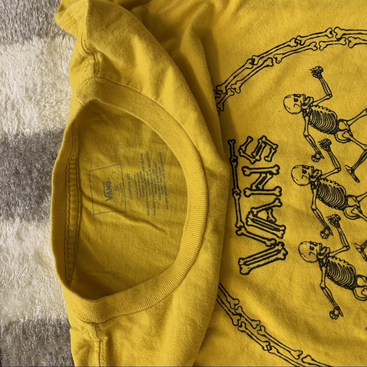 vans yellow skeleton t shirt ! its a xlarge in kids... - Depop