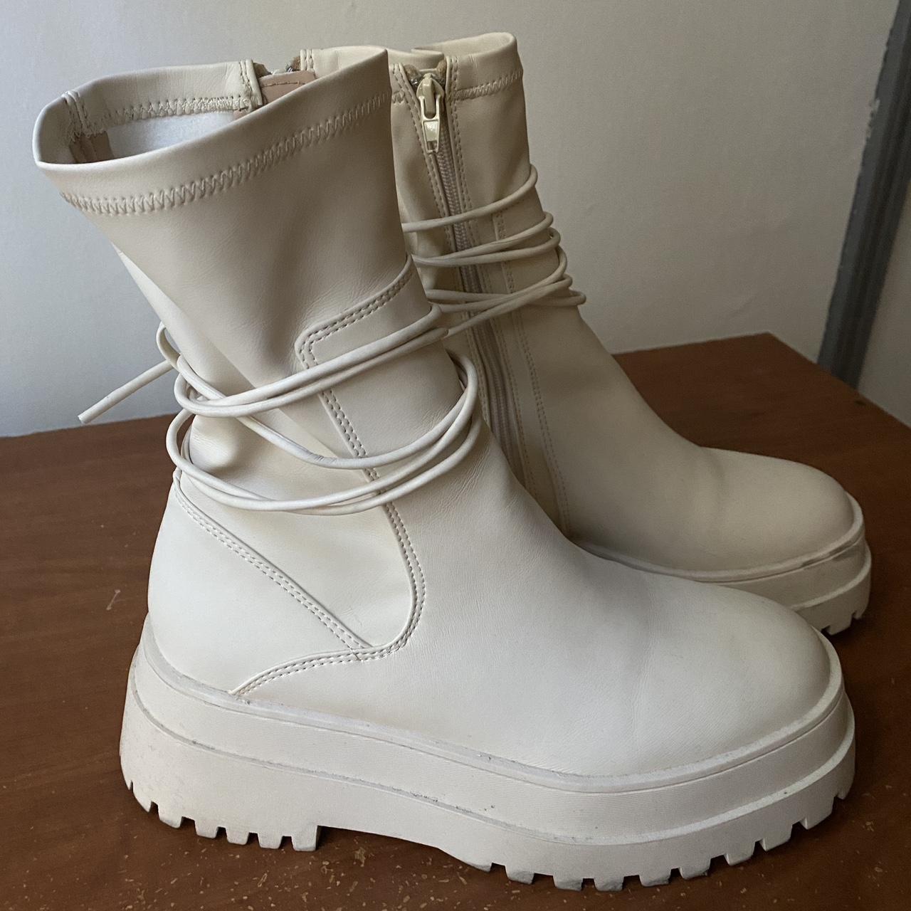 womens white platform boots