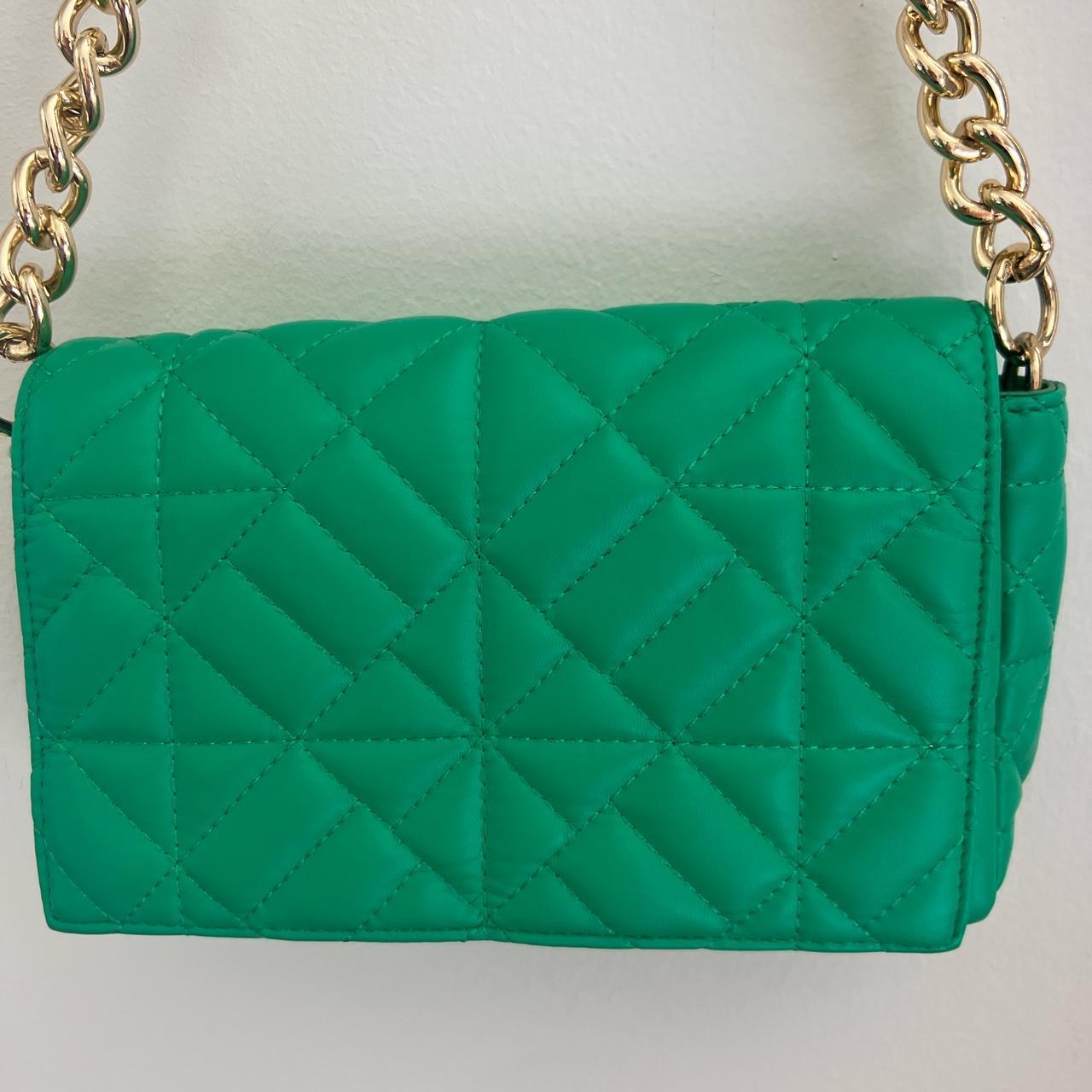 Green quilted faux leather crossbody bag/purse. CLN, - Depop