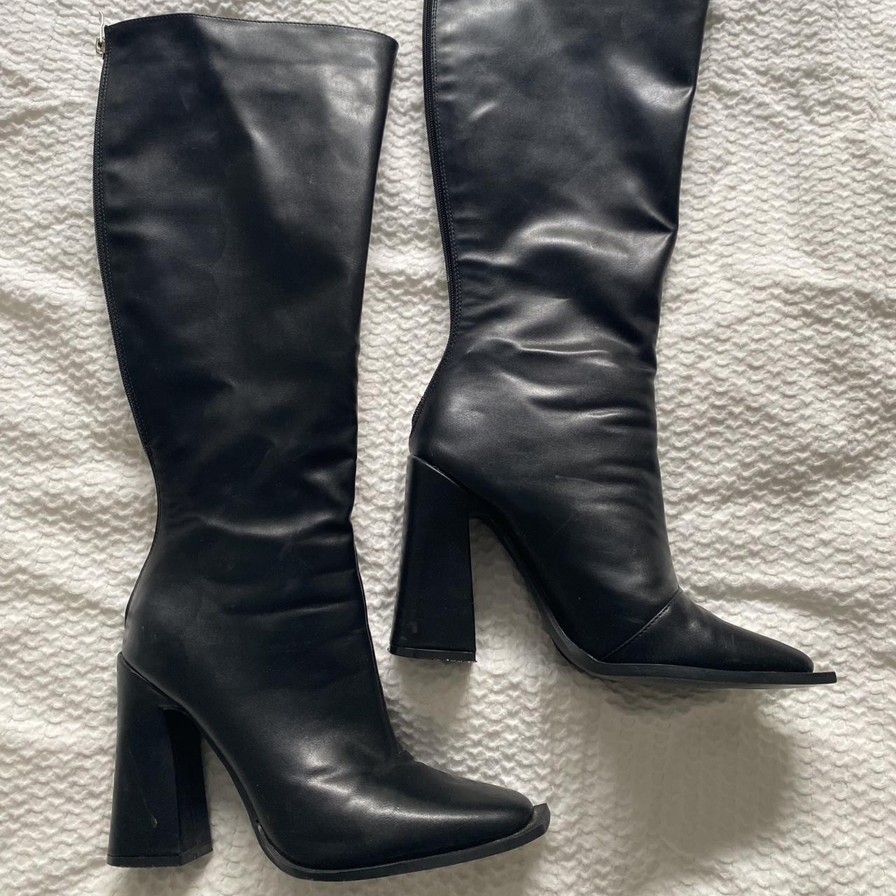 Black Knee High Boots Worn twice $20 + shipping costs - Depop