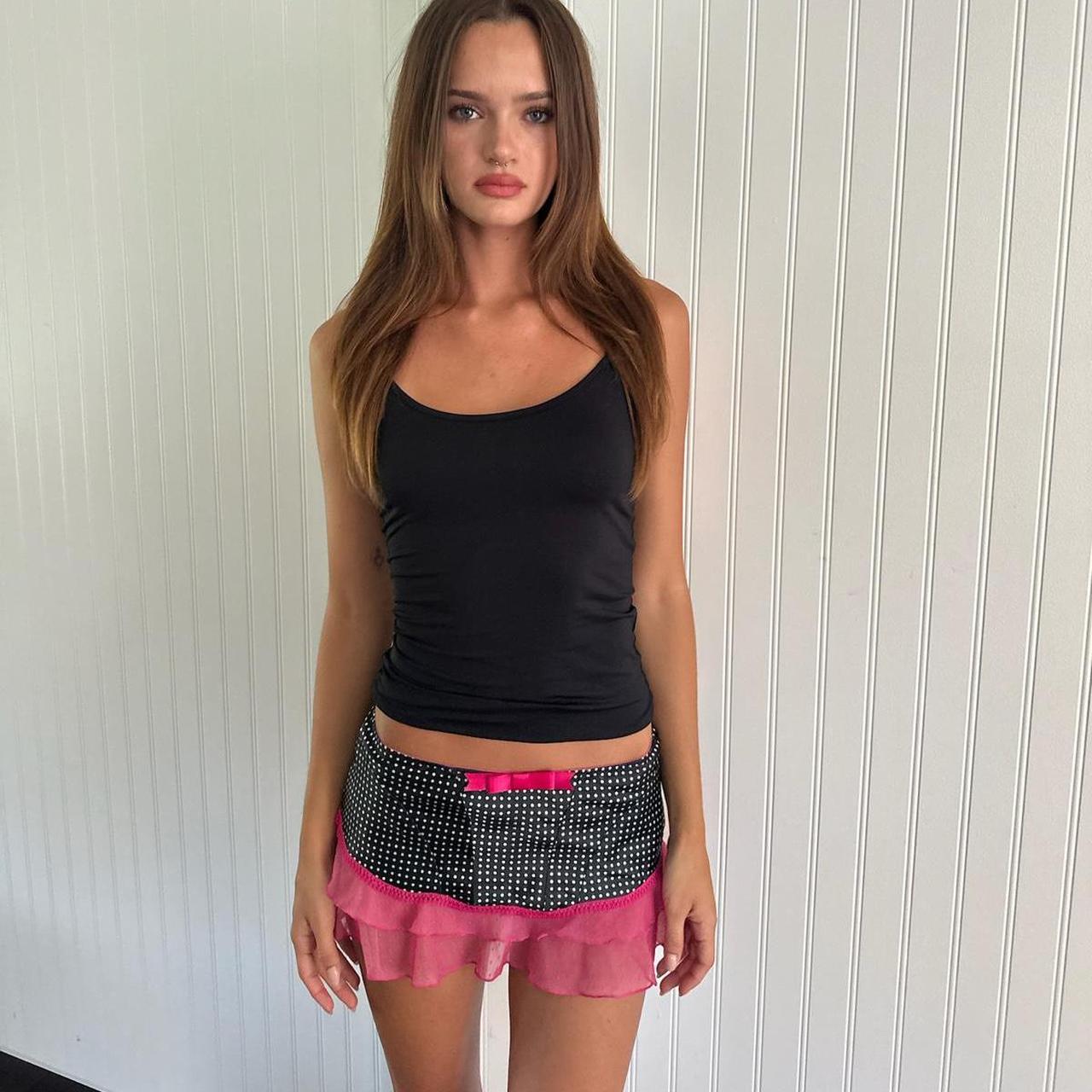 Vintage early 2000s polka dot print mini skirt | Depop