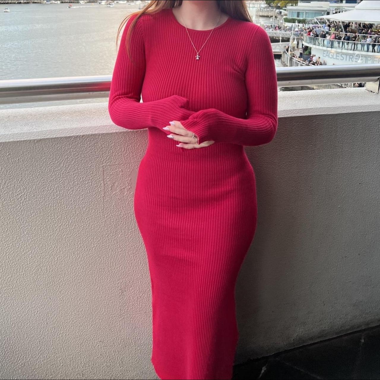 Lovely long hot pink dress from Forever New. Worn... - Depop