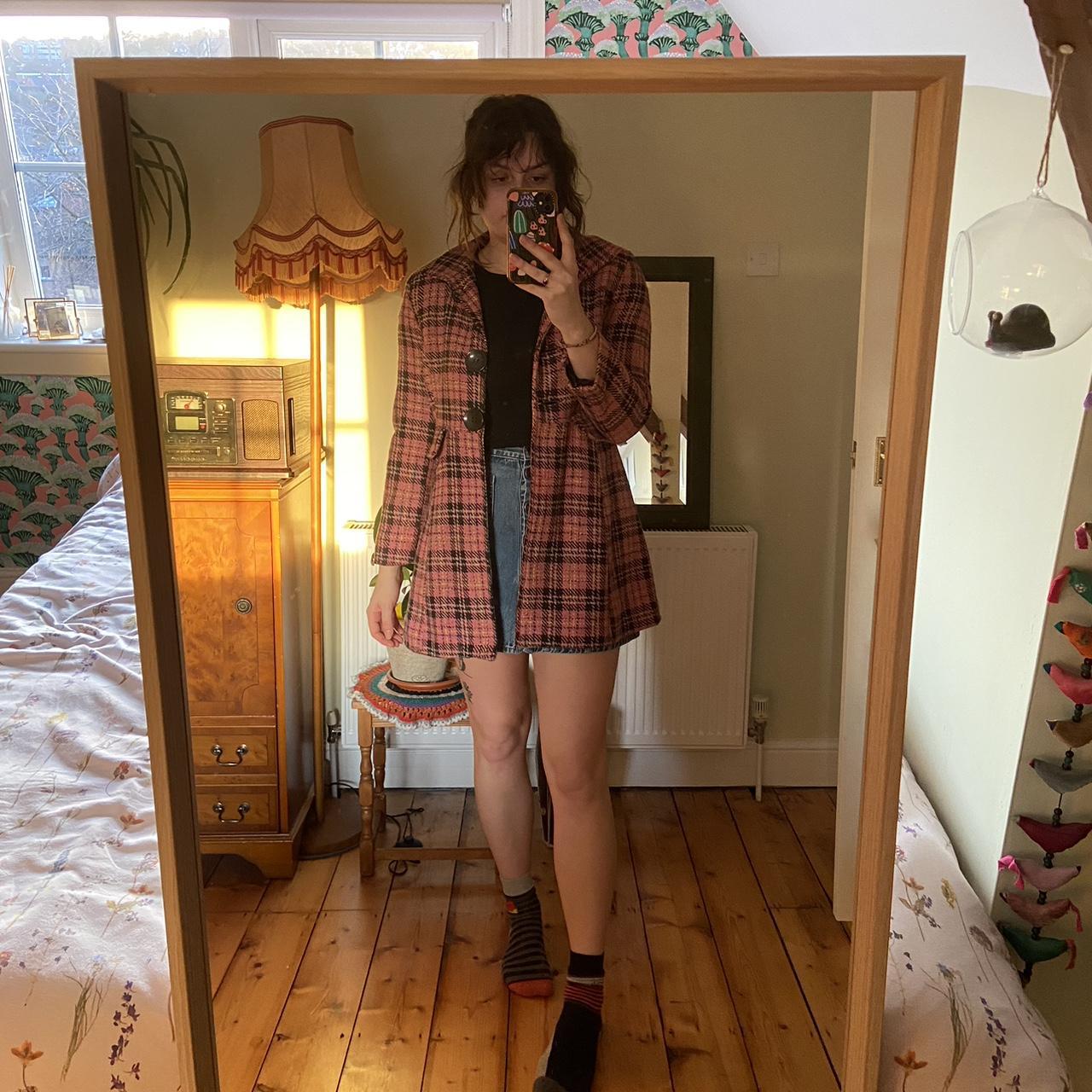 nancy drew style check coat size L but i think it’s... - Depop