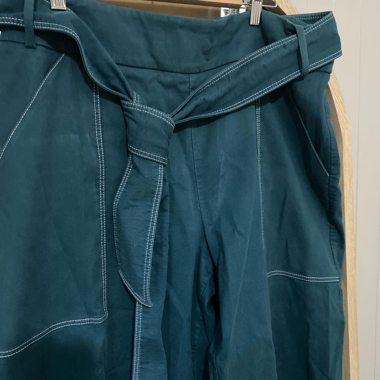 Veronika Maine Green pants with waist tie - Depop