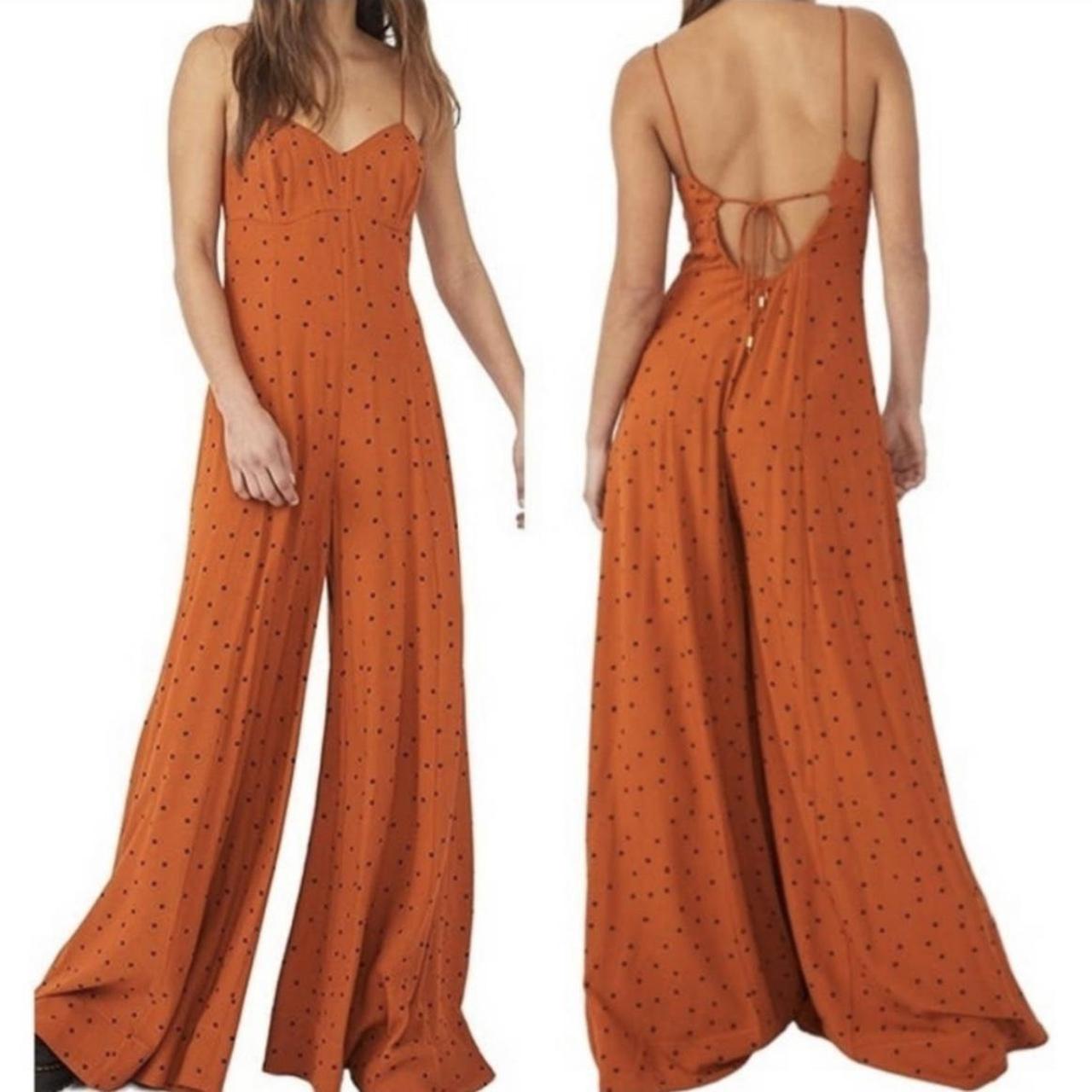 Free People Kira Jumpsuit Yellow/orange outlet Wide Leg Retro size S NWOT never worn