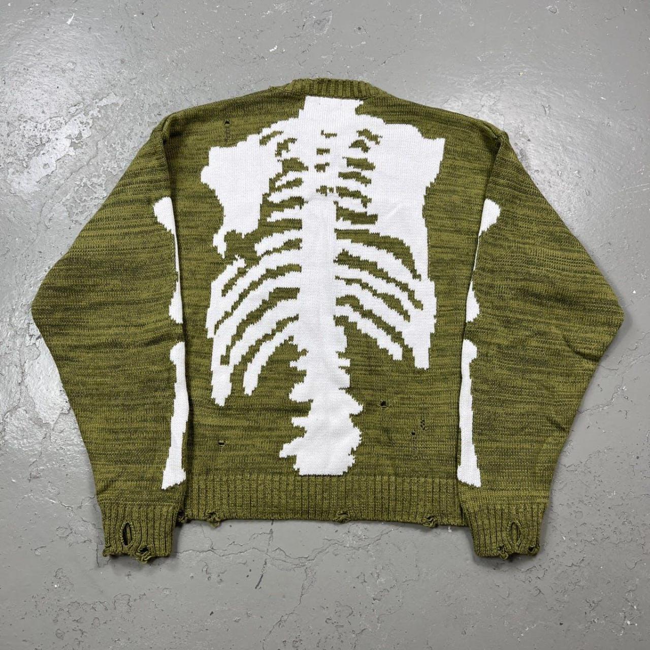 Kapital Bone Crewneck Sweater Green Size 3 | Depop