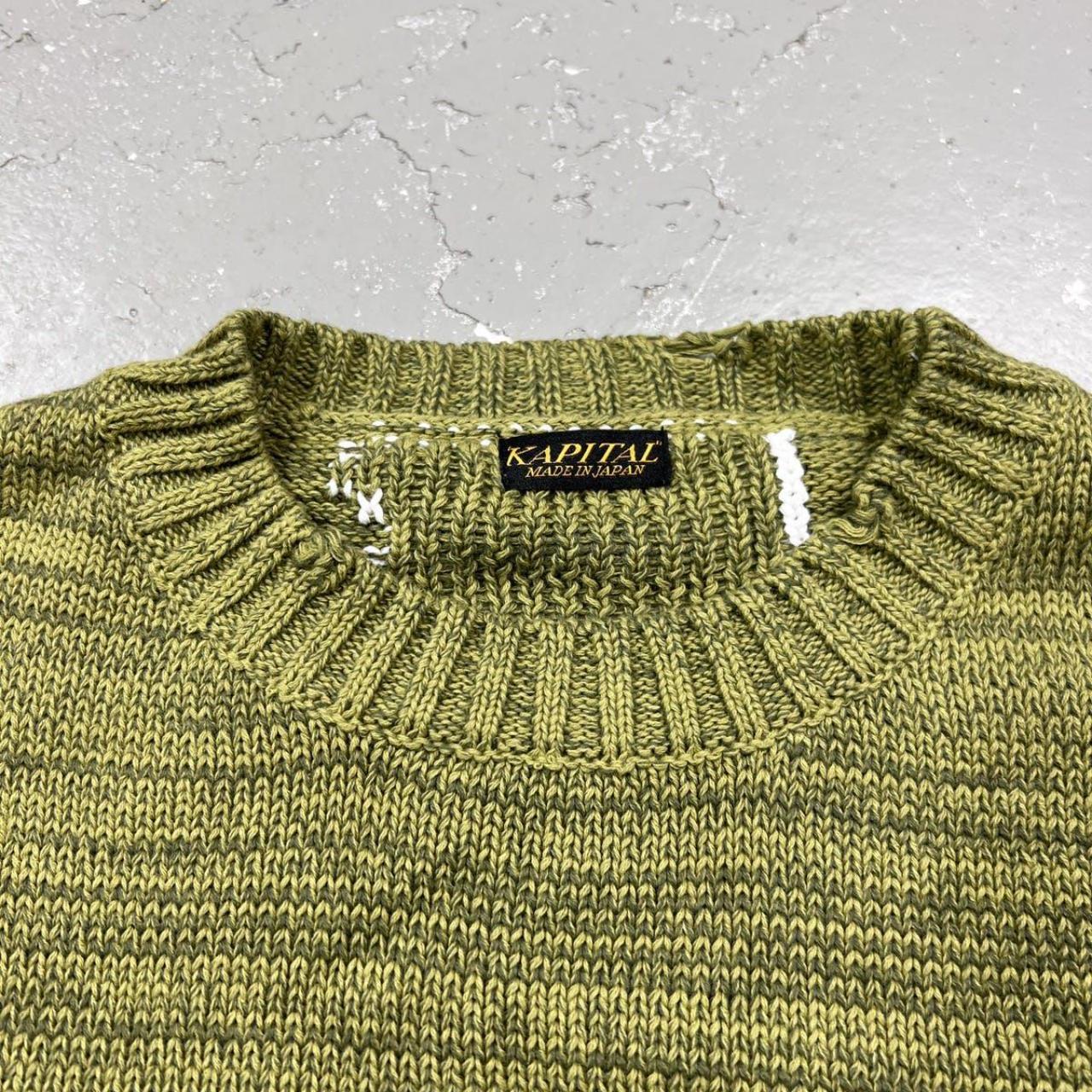 Kapital Bone Crewneck Sweater Green Size 3 | Depop