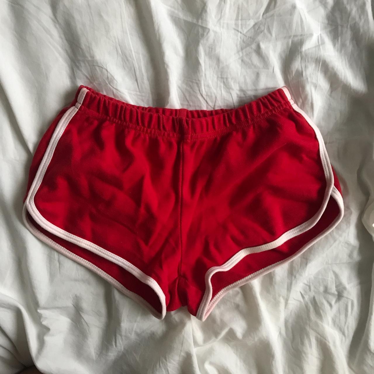 American Apparel Women's Red and White Shorts Depop
