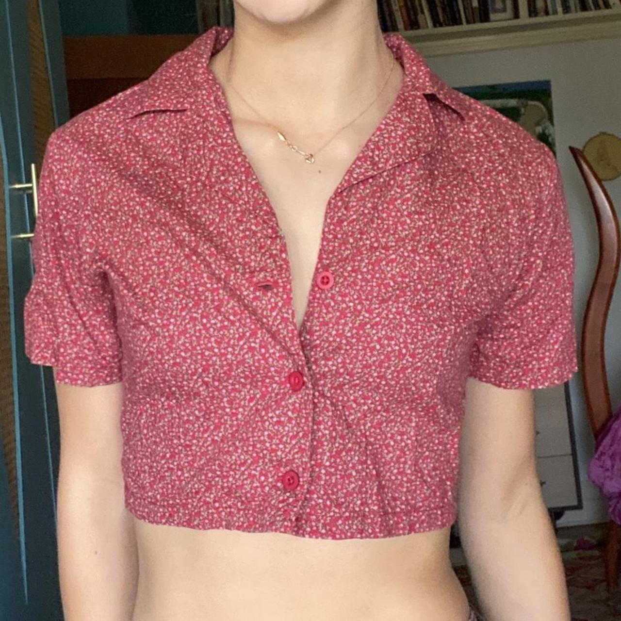 Brandy Melville Women's Red Crop-top | Depop