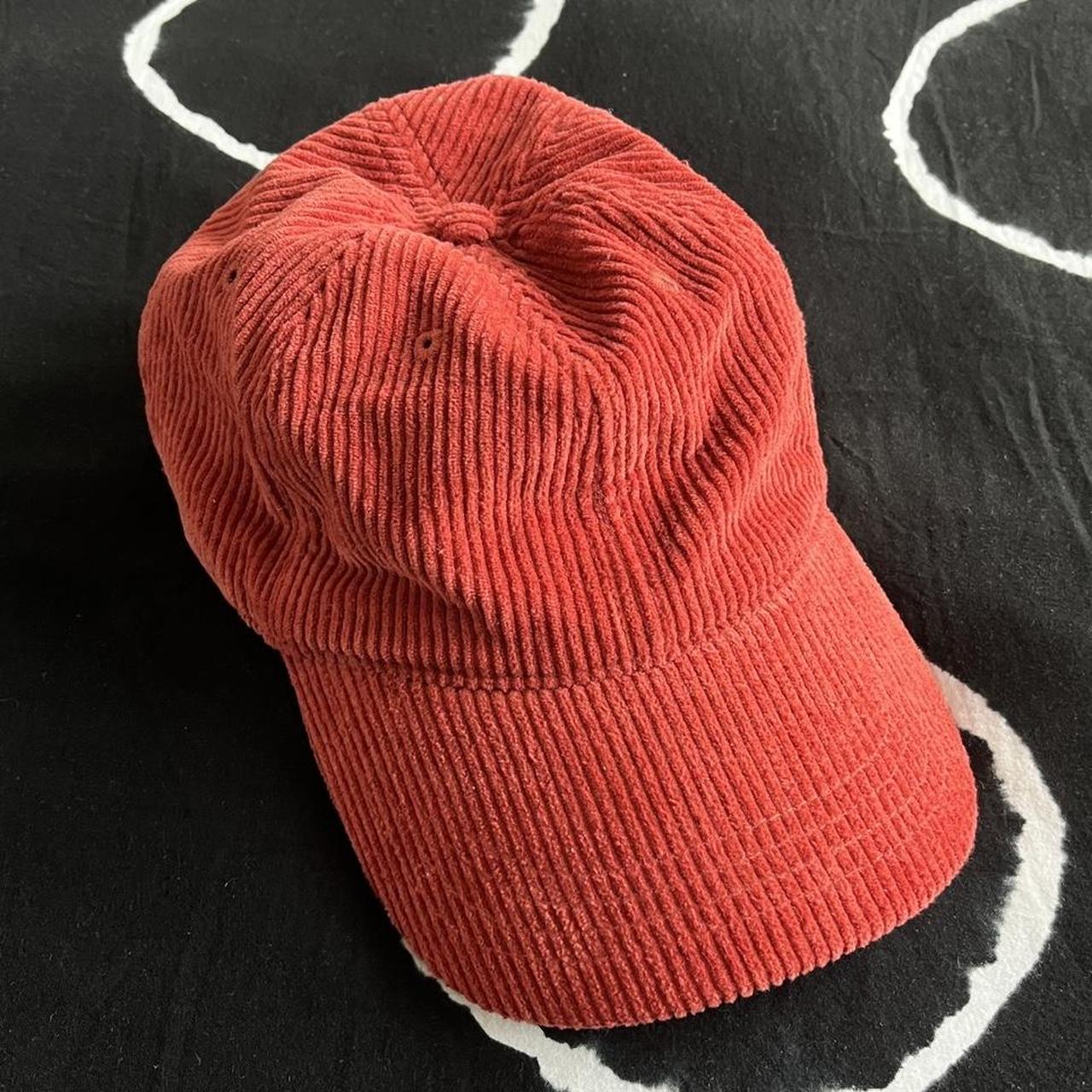 Vintage Thrifted Red Corduroy Cap. Super Funky,... - Depop