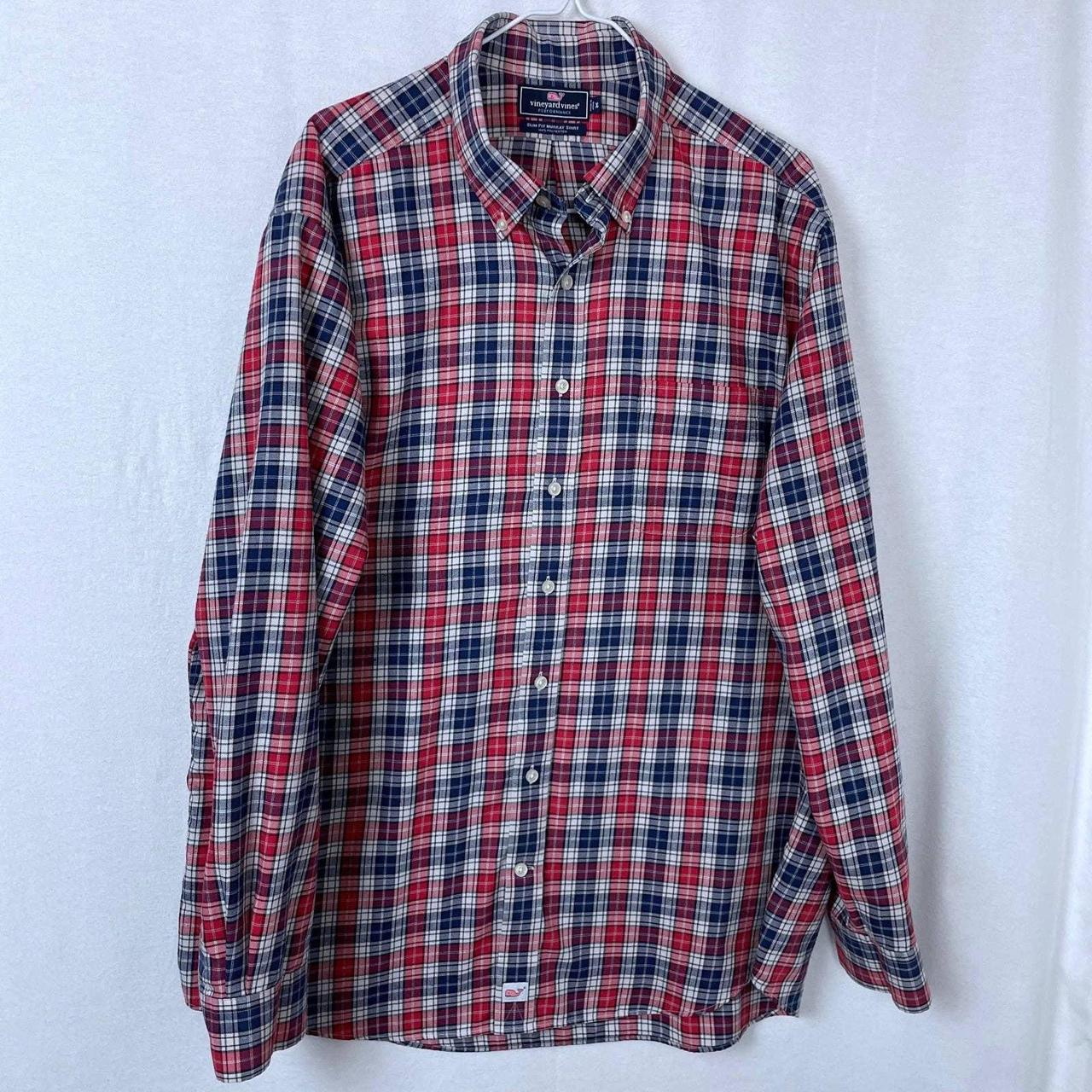 Red Plaid Vineyard Vines Performance Long Sleeve... - Depop