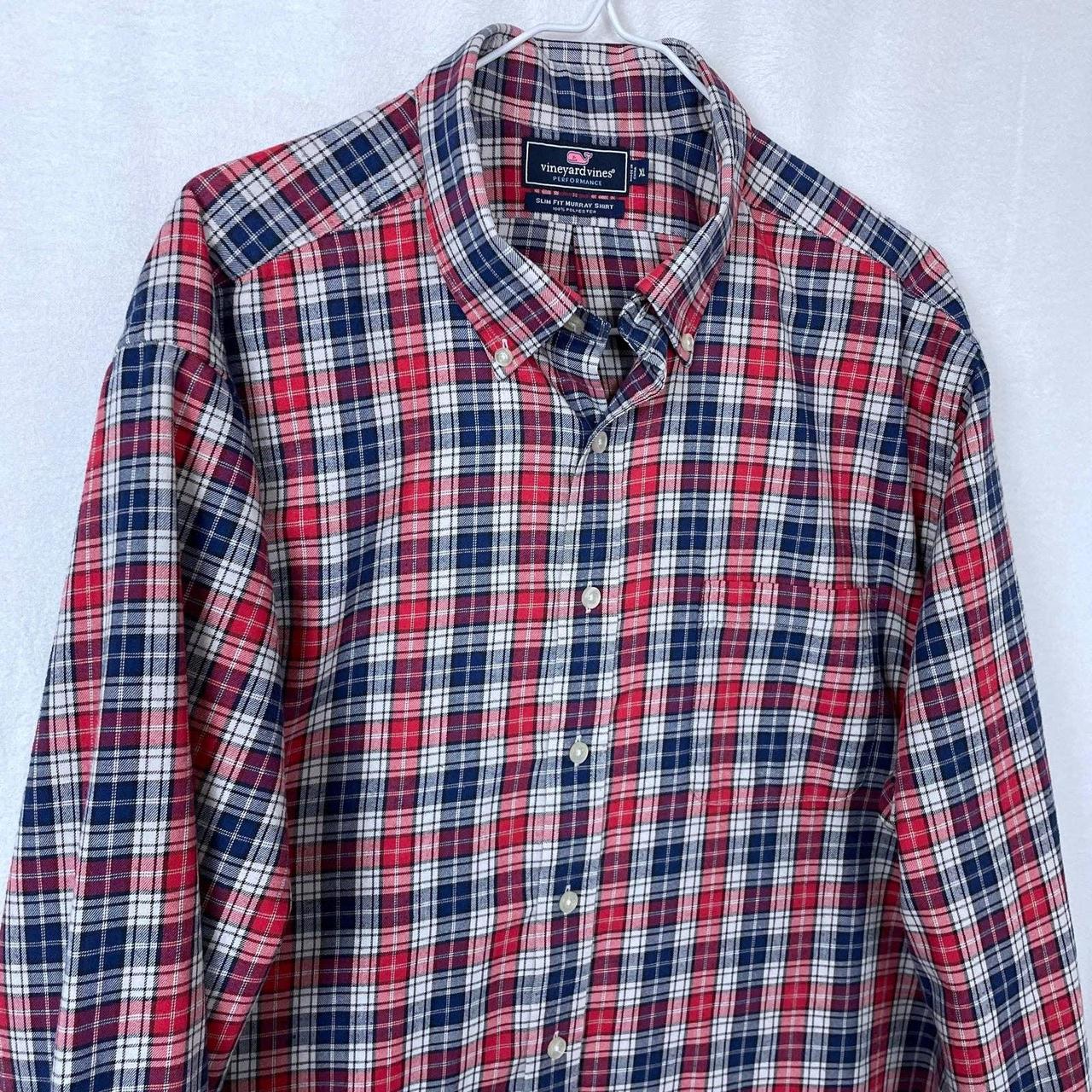 Red Plaid Vineyard Vines Performance Long Sleeve... - Depop