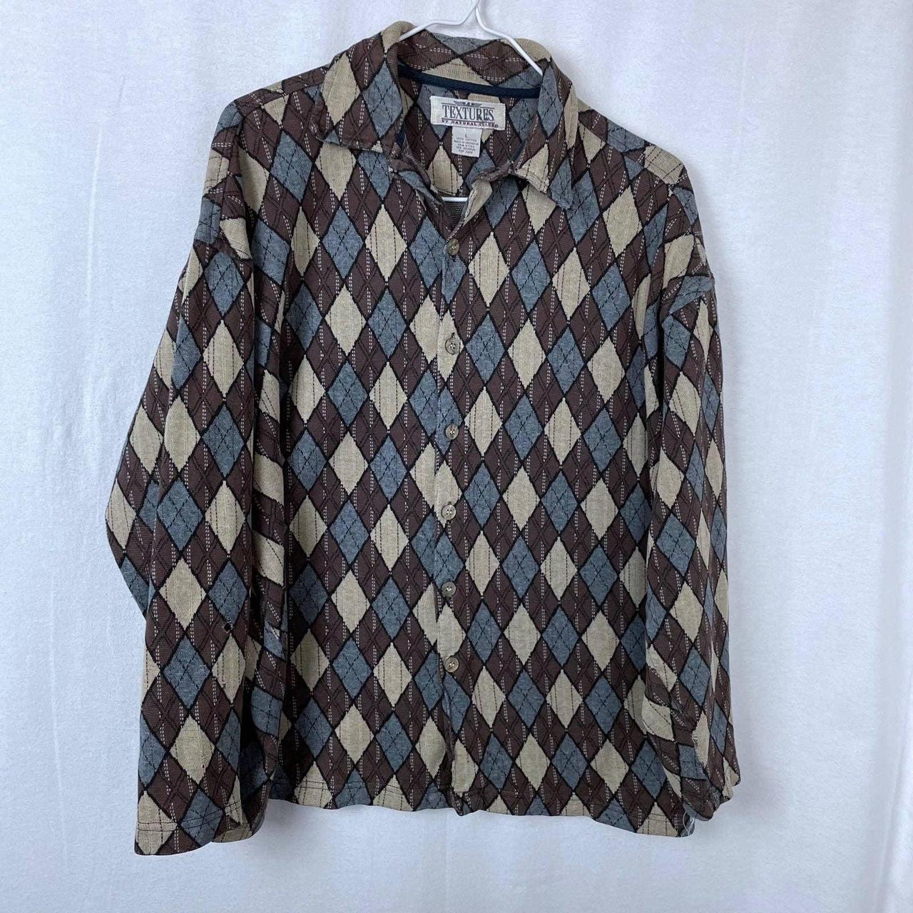 Men's Brown and Grey Shirt Depop