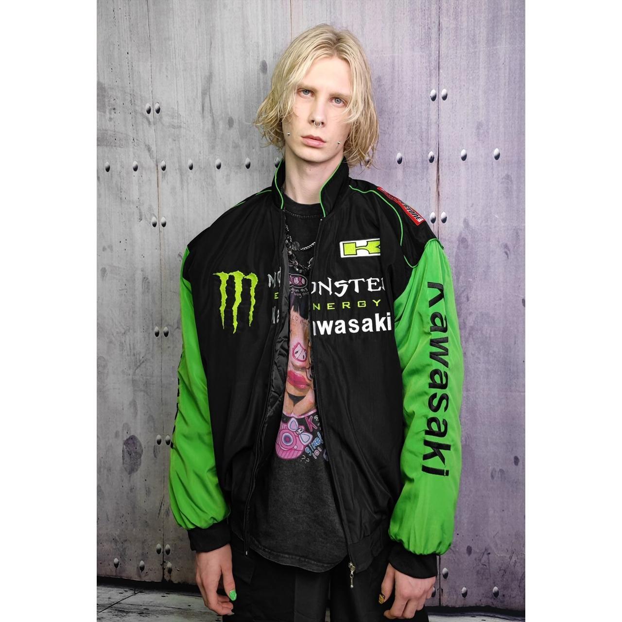 rosymonster アウター Monster motorcycle jacket patch Kawasaki racer | Depop