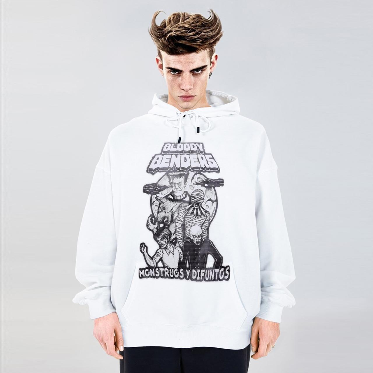 Monster print hoodie creepy gothic pullover punk top... - Depop