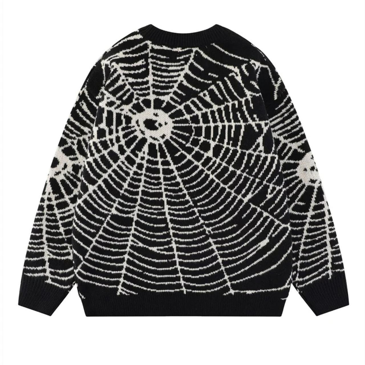 Spider web sweater knitted Gothic grunge jumper in... - Depop