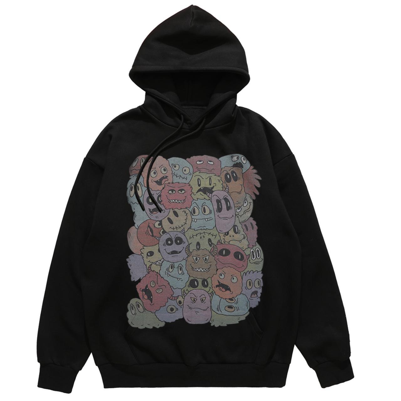 Monster Emoji hoodie smiley pullover grunge top punk... - Depop
