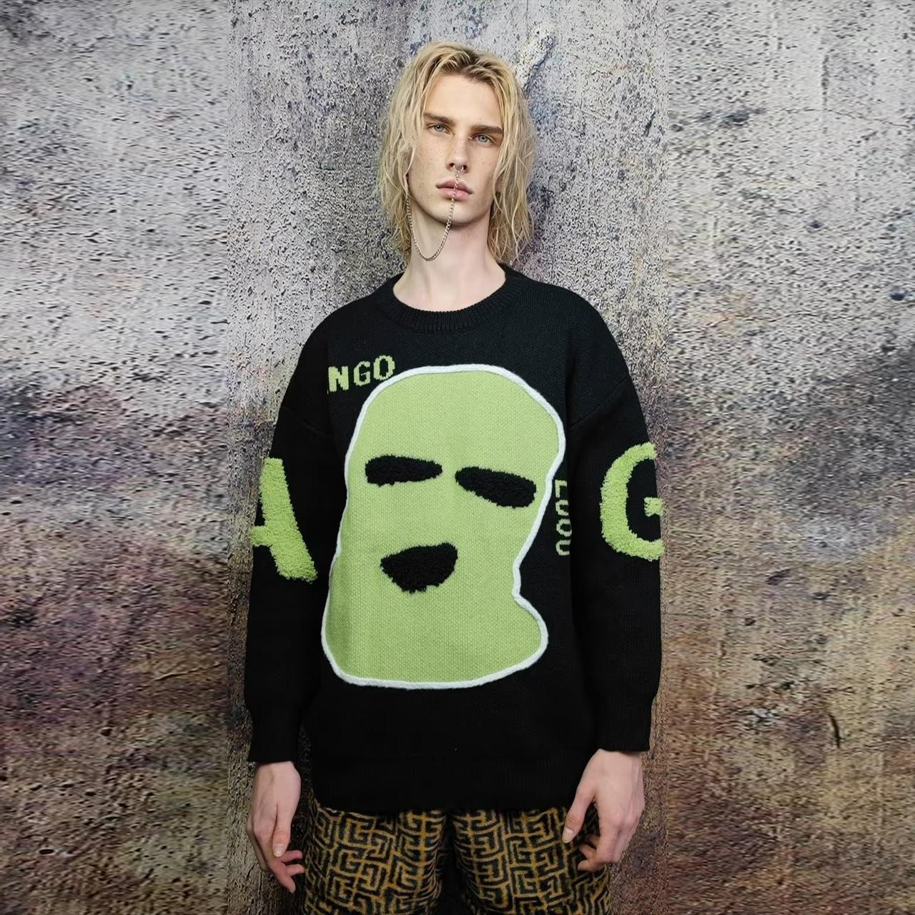 Balaclava sweater mask patch knitted jumper raver... Depop