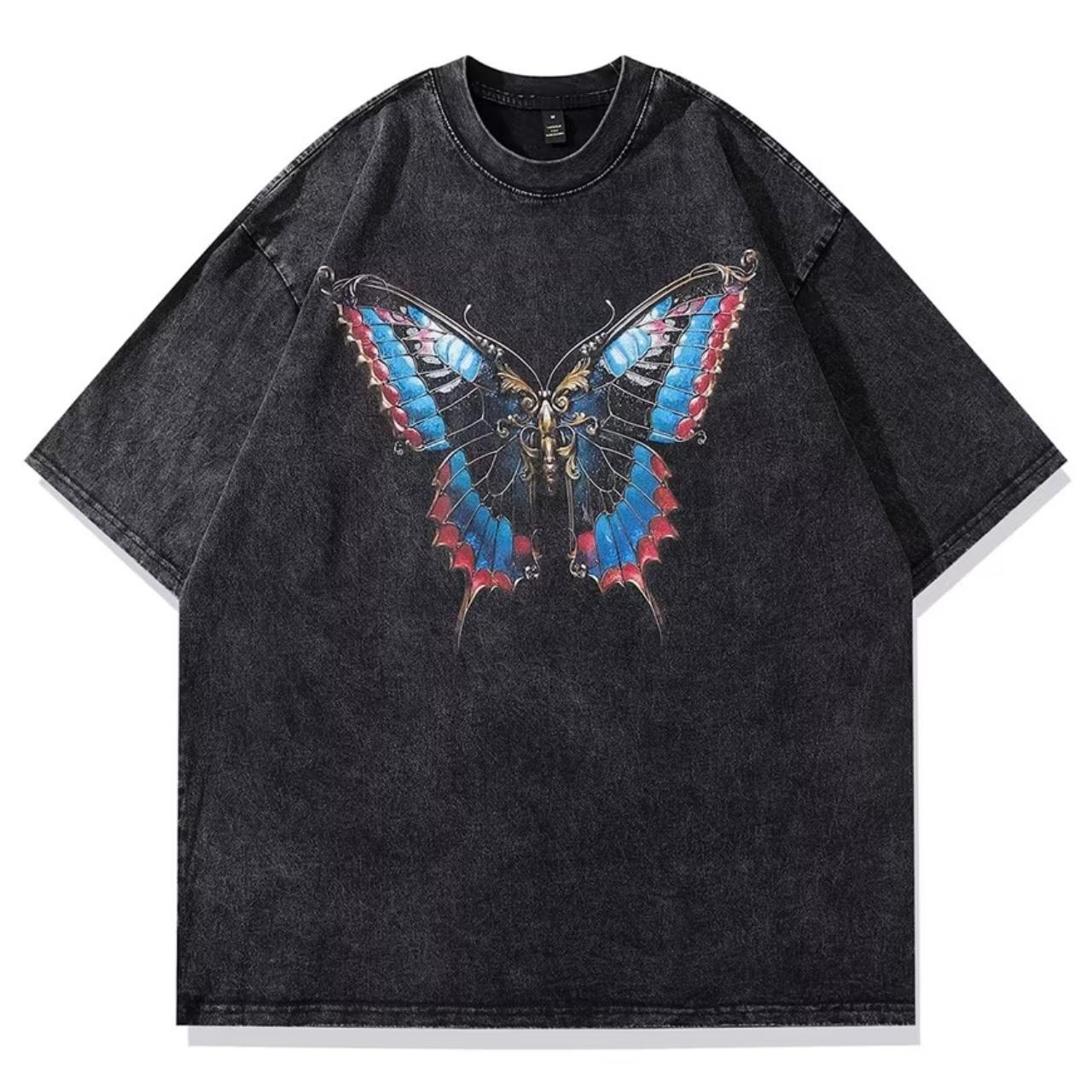 Butterfly t-shirt Y2K moth tee retro grunge top in... - Depop