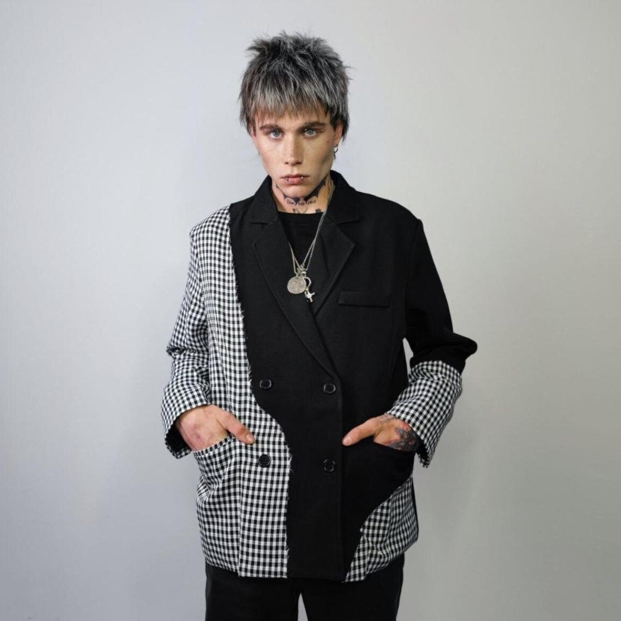 Check print blazer houndstooth jacket