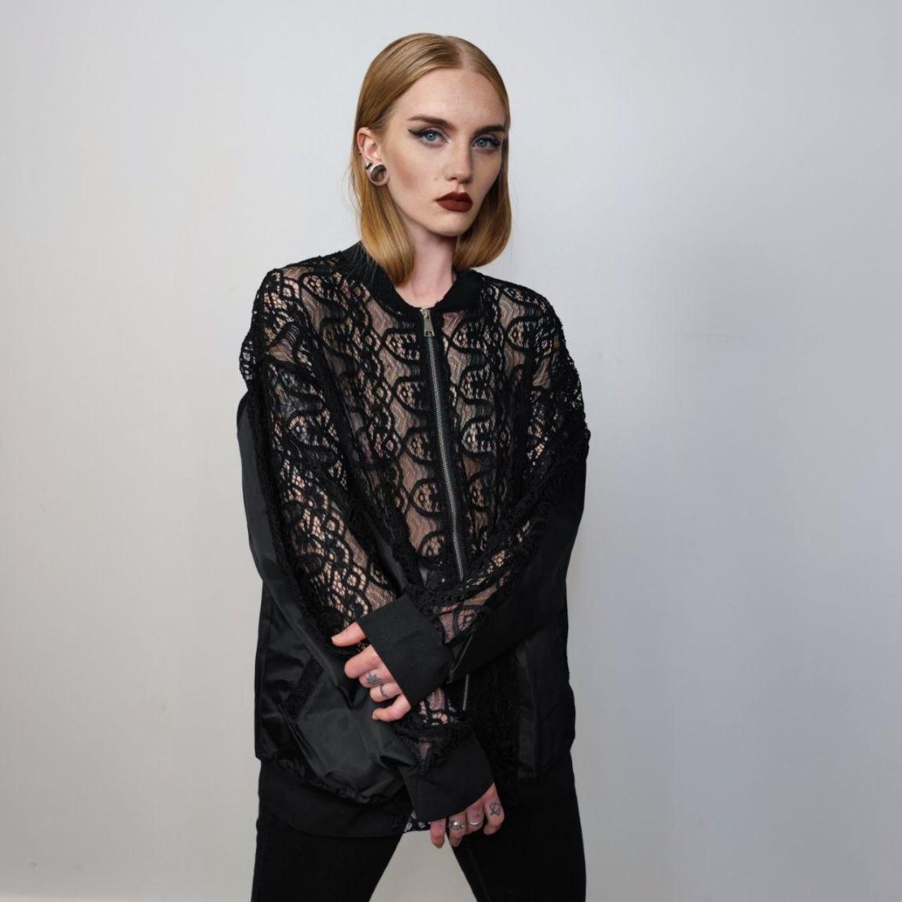 ジャケット・アウター 90's Sheer Sleeve Design Black Jacket jonny-cota-sheer-bomber-jacket