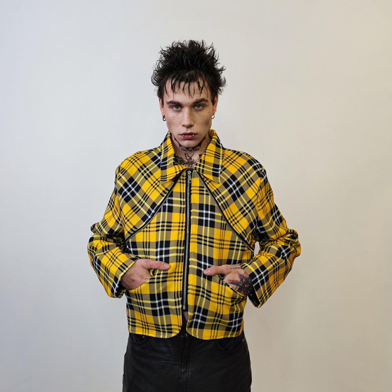 Punk tartan jacket plaid print grunge bomber catwalk | Depop