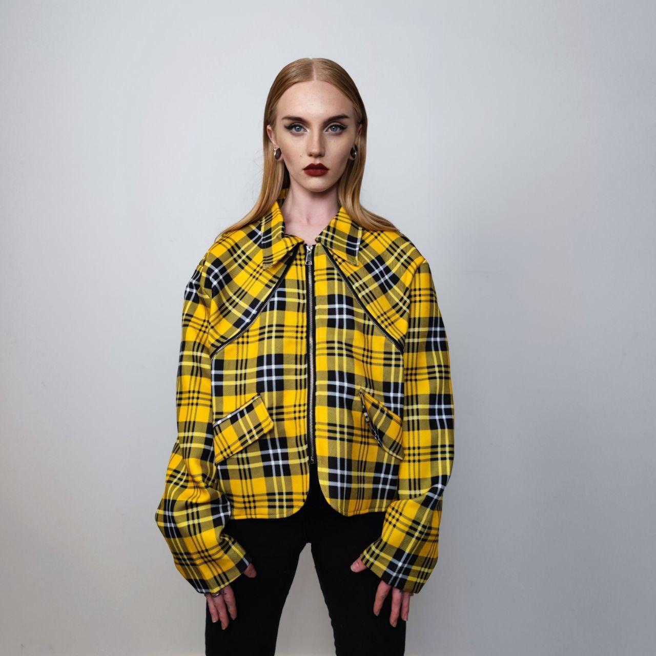 Punk tartan jacket plaid print grunge bomber catwalk