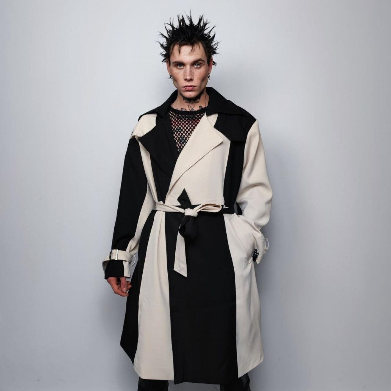 Utility trench coat color block jacket contrast | Depop