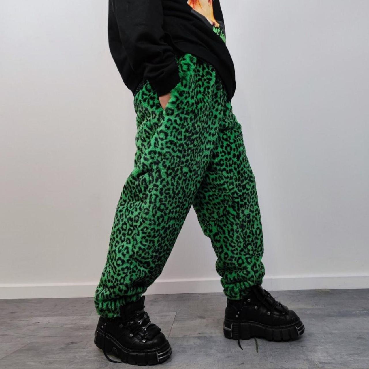 Cargo Pants Fuzzy Inside Sweatpants Leopard Faux Fur Joggers
