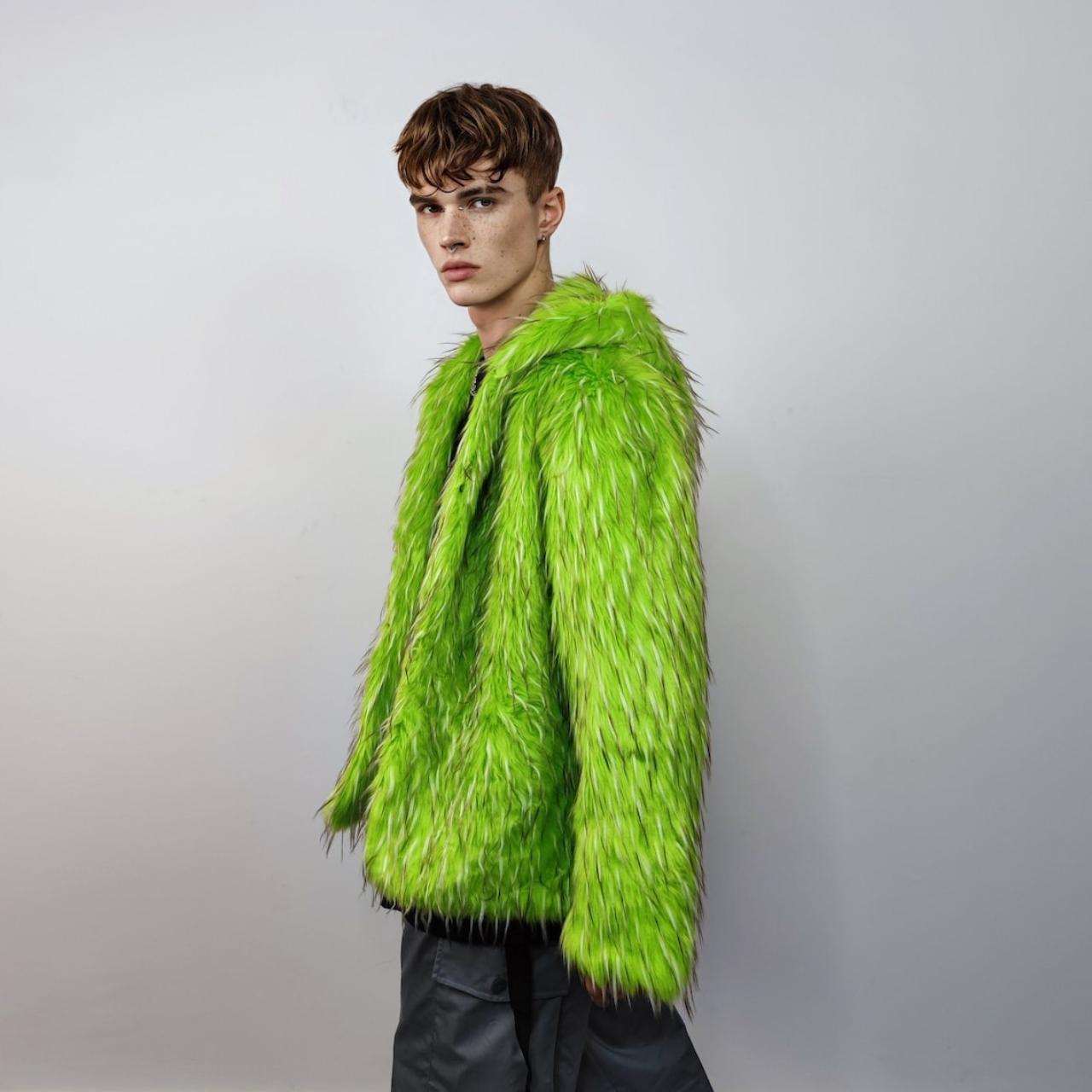 Mens green fur clearance coat