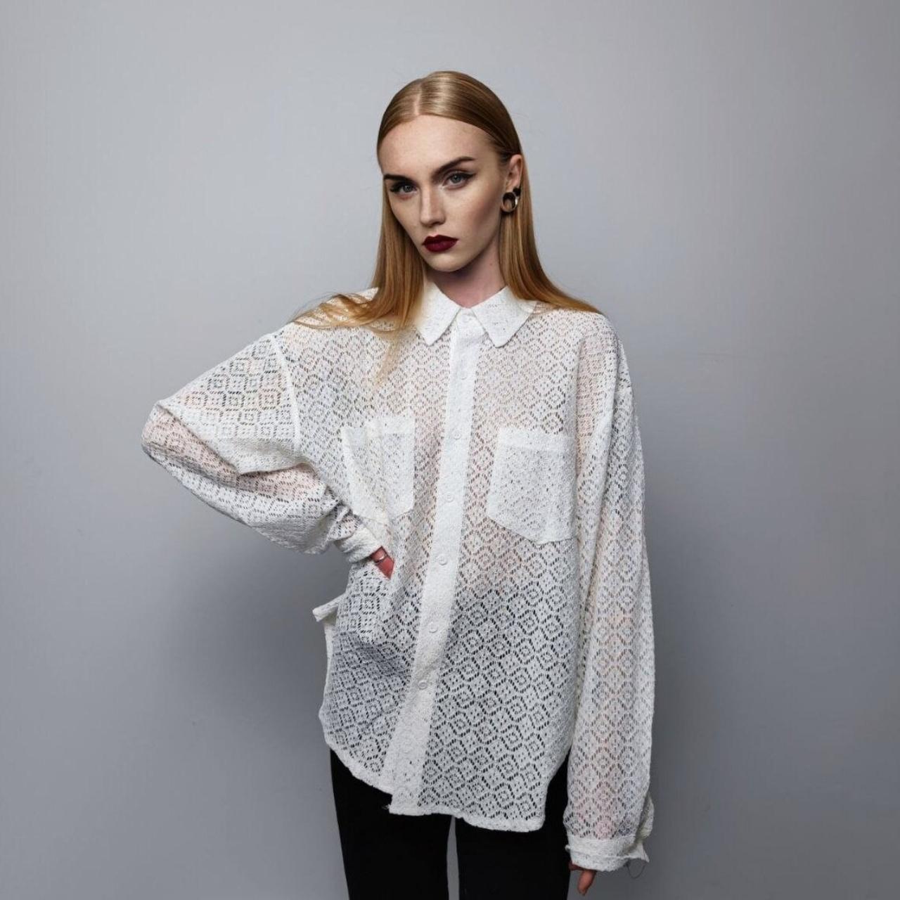 Too Big Ribbon Lace Shirt(White) – neith.onlinestore