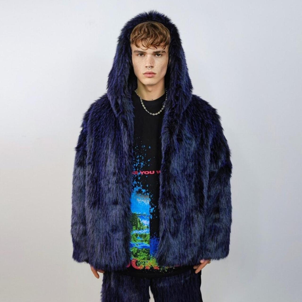 Fuzzy blue coat best sale