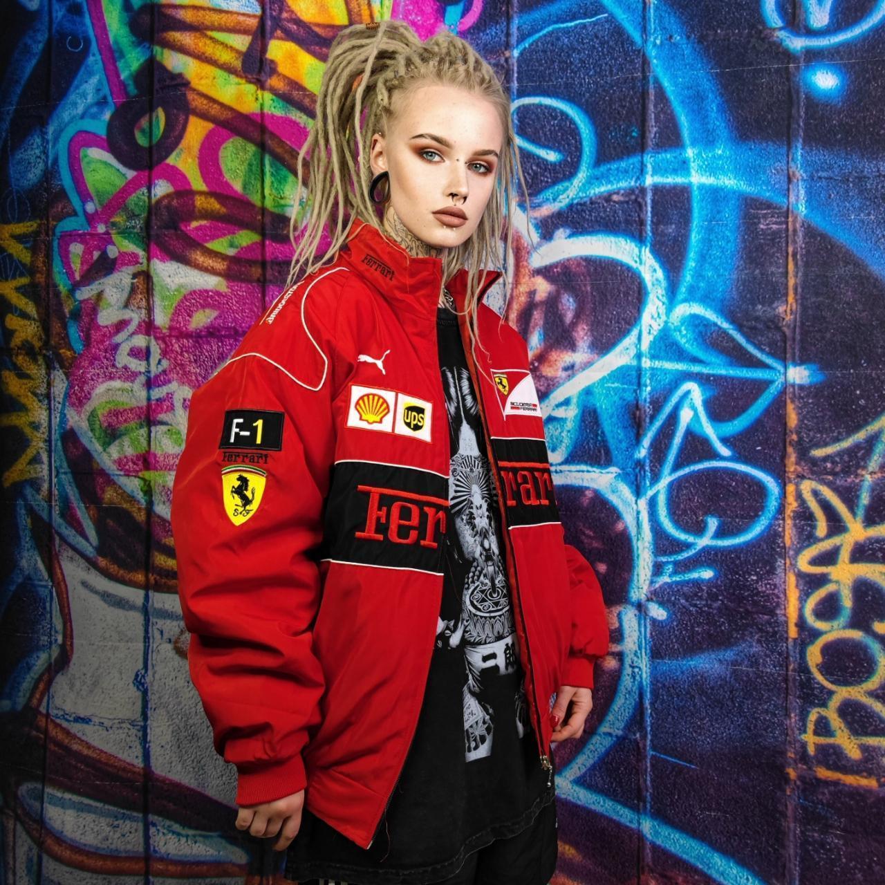ジャケット・アウター RED PATCH RACING JACKET Vintage Racing Jacket Red Harrison Motorbike Zip up 90s Y2k