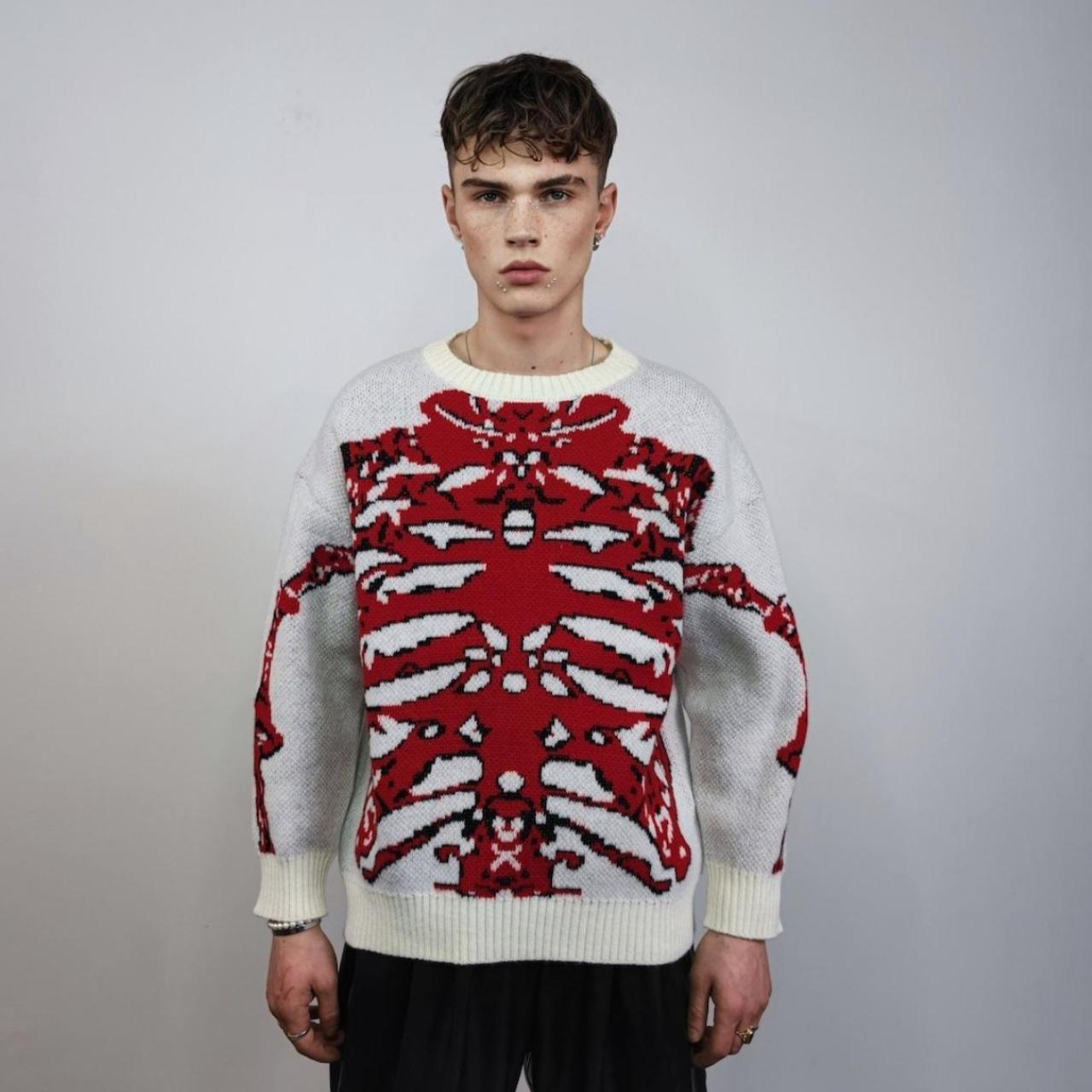 Streetwear Skeleton Knit Sweater Premium Skeleton Ribcage Knit