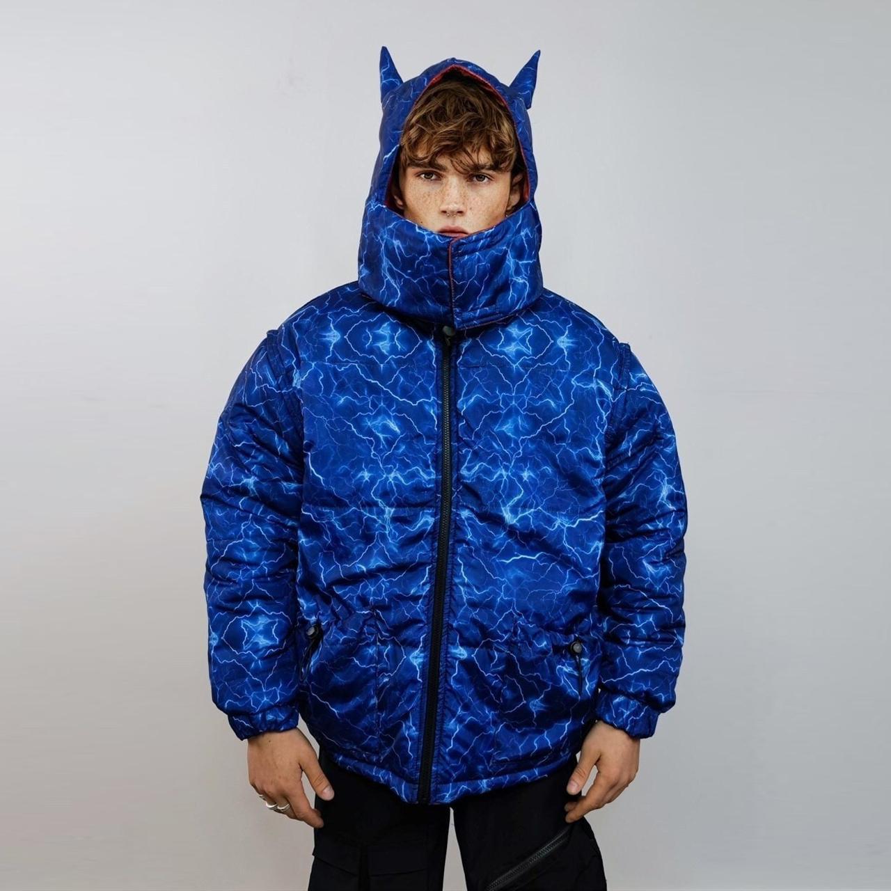 Thunder bomber reversible rave jacket detachable... - Depop