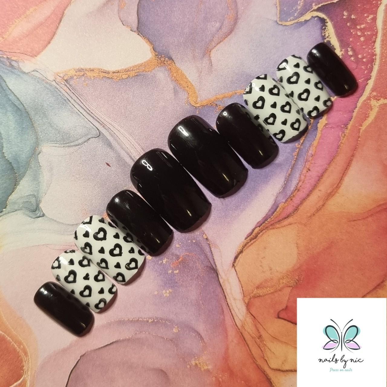 Nails Inc. Black and White Nails Depop