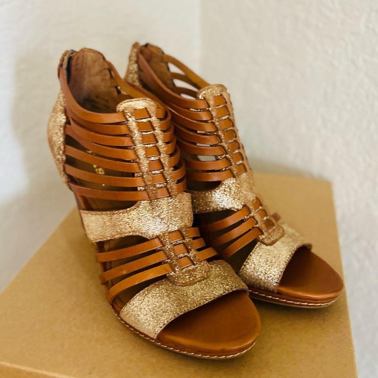 TRASK Sammi Gladiator Wedge Leather Sandal Open Depop